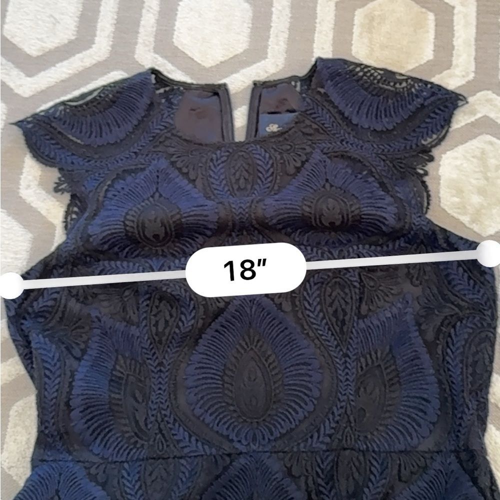 Shoshanna Midnight Floral Lace Flounce Midi Dress in Navy 8 - Picture 11 of 12